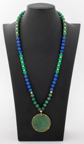 14K YELLOW GOLD JADE LAPIS NEC