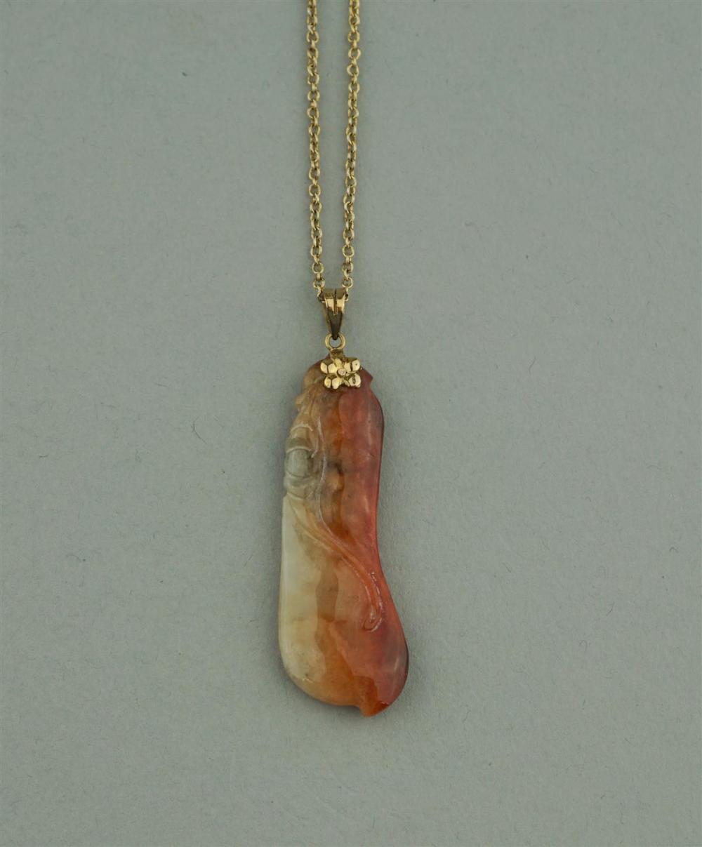 14K YELLOW GOLD JADE PENDANT WITH