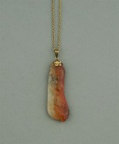 14K YELLOW GOLD JADE PENDANT W
