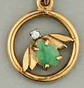14K YELLOW GOLD JADEITE AND DI