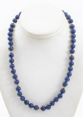 14K YELLOW GOLD LAPIS BEAD NEC