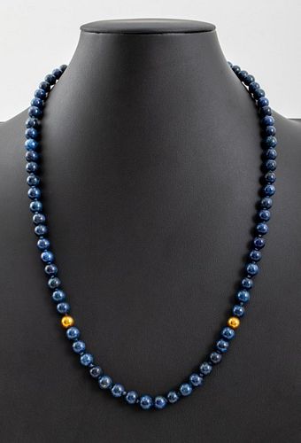 14K YELLOW GOLD LAPIS BEAD