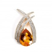 14K YELLOW GOLD, LARGE CITRINE