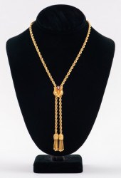 14K YELLOW GOLD LARIAT WITH PI