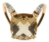14K YELLOW GOLD LEMON QUARTZ A