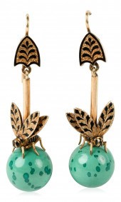 14K YELLOW GOLD MALACHITE DROP