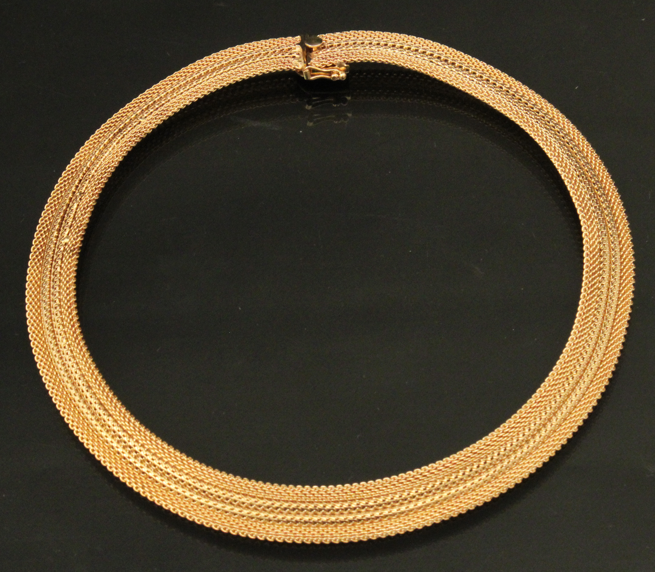 14K YELLOW GOLD MESH NECKLACE; 
