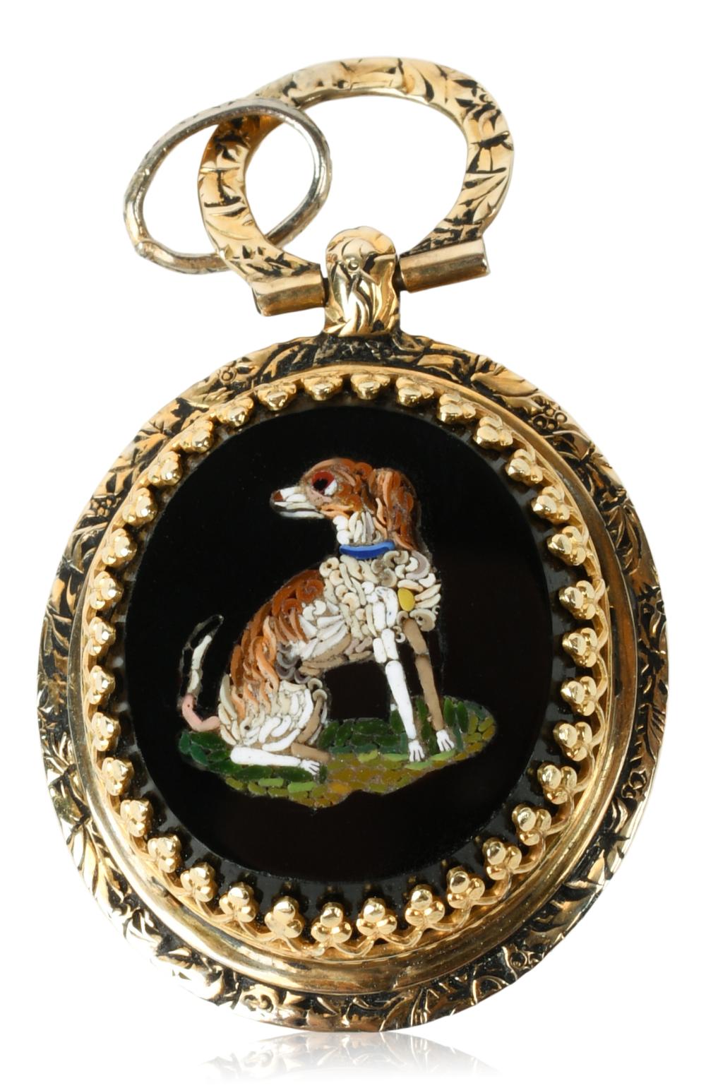 14K YELLOW GOLD MICROMOSAIC DOG