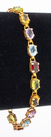 14K YELLOW GOLD MULTI COLORED