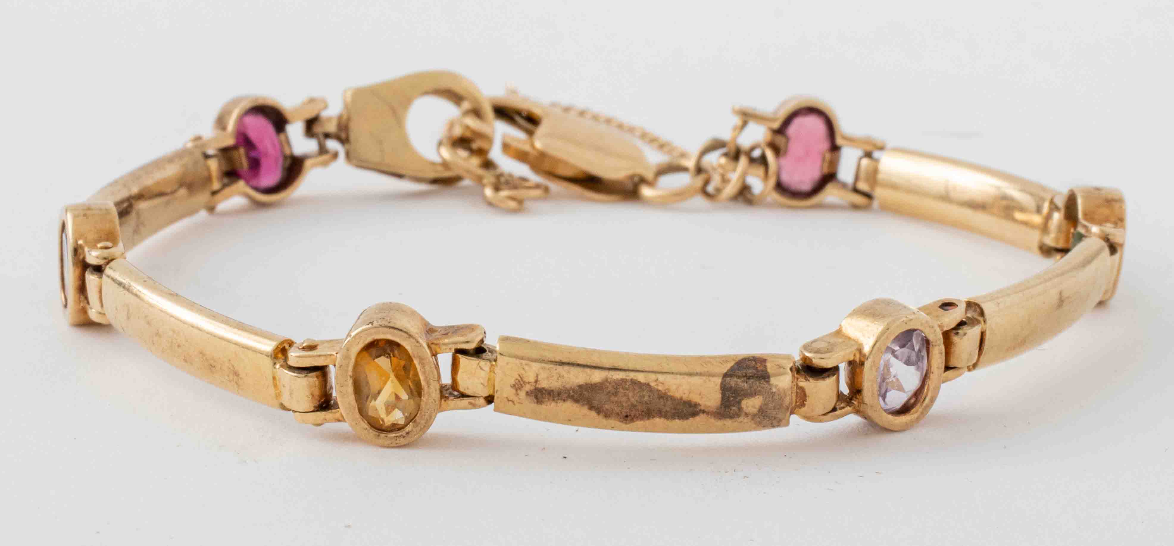 14K YELLOW GOLD MULTI-COLORED STONE