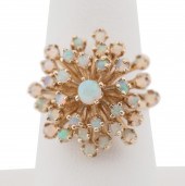 14K YELLOW GOLD & OPAL STARBUR