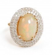 14K YELLOW GOLD OPAL & DIAMOND