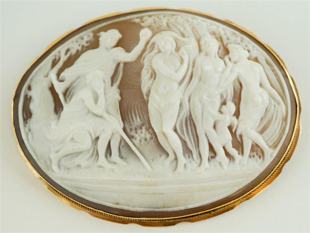 14K YELLOW GOLD OVAL CAMEO PIN14K