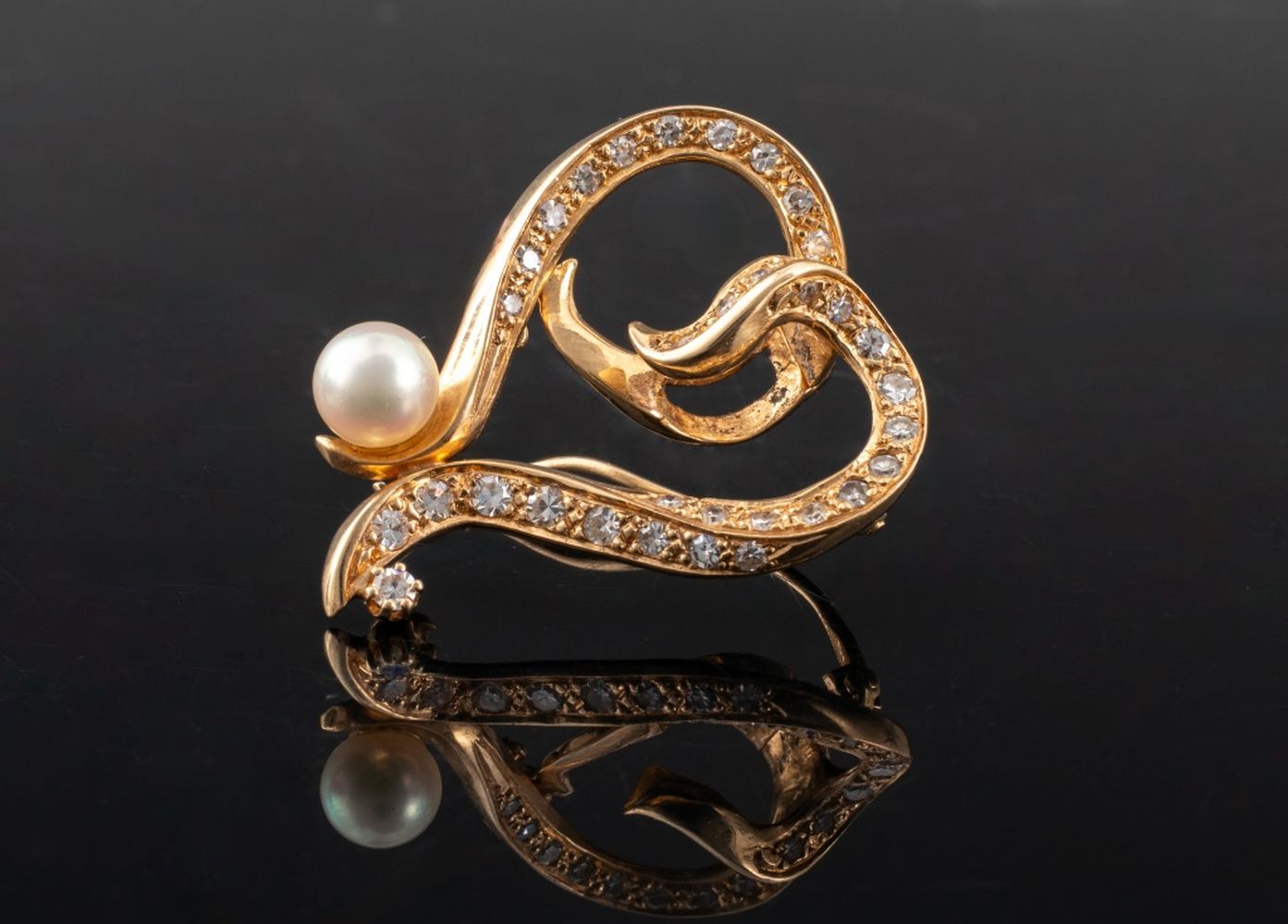 14K YELLOW GOLD PEARL DIAMOND