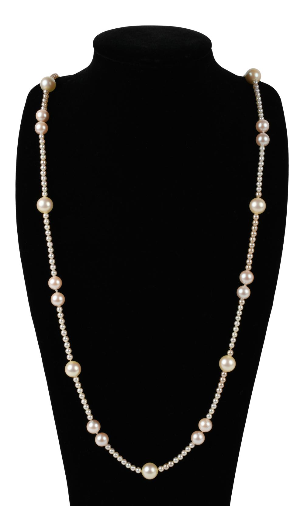 14K YELLOW GOLD PEARL NECKLACE WITH