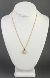 14K YELLOW GOLD PEARL PENDANT