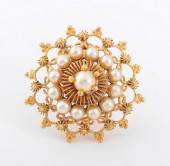 14K YELLOW GOLD PEARL PIN / EN