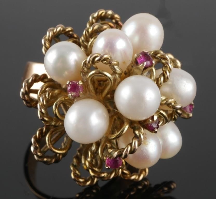 14K YELLOW GOLD PEARL RING14K