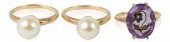 14K YELLOW GOLD PEARL RINGS AN