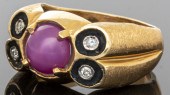 14K YELLOW GOLD PINK STAR SAPP