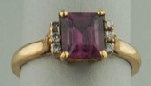 14K YELLOW GOLD, PLUM PINK GAR