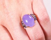 14K YELLOW GOLD PURPLE JADE &