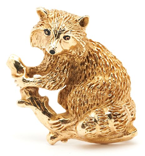 14K YELLOW GOLD RACCOON
