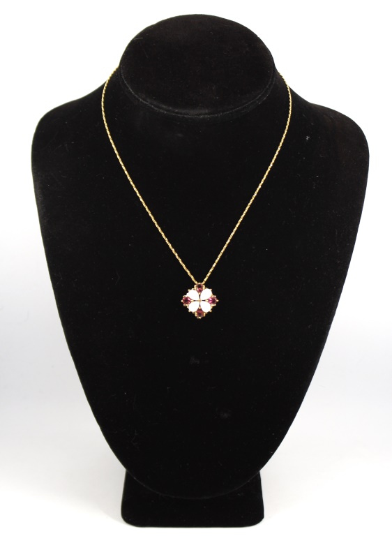 14K YELLOW GOLD RUBY AND FIRE