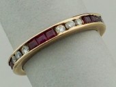 14K YELLOW GOLD RUBY AND DIAMO