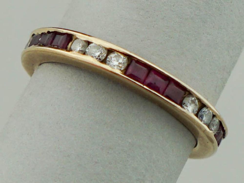 14K YELLOW GOLD RUBY AND DIAMOND