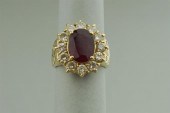 14K YELLOW GOLD RUBY AND DIAMO