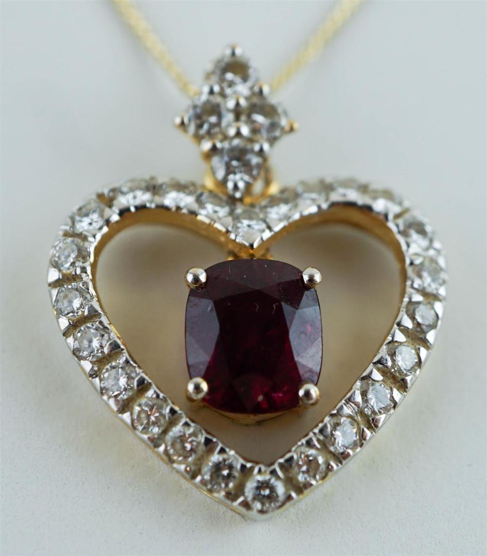 14K YELLOW GOLD RUBY AND DIAMOND