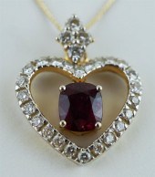 14K YELLOW GOLD RUBY AND DIAMO