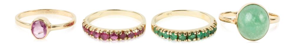 14K YELLOW GOLD RUBY AND EMERALD