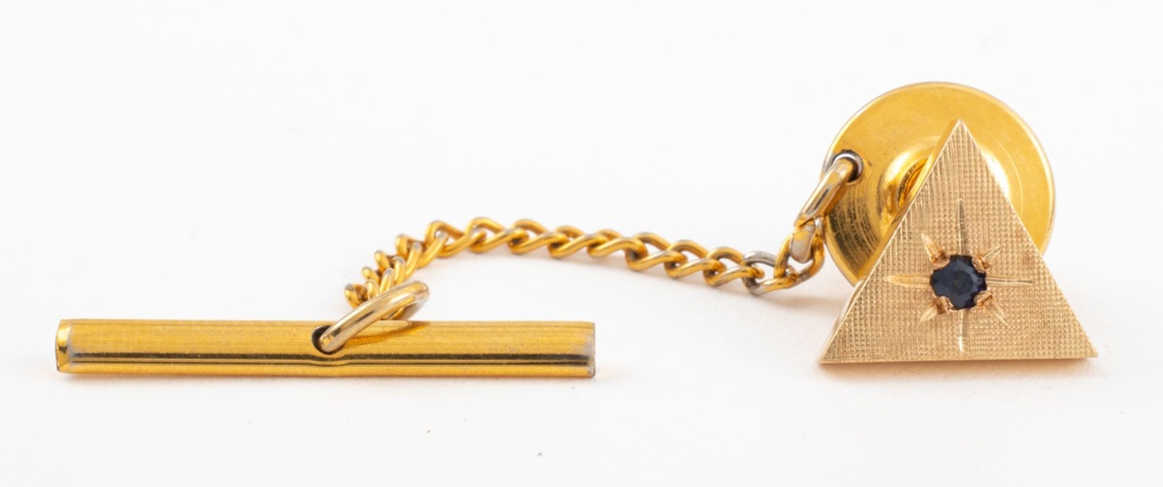 14K YELLOW GOLD & SAPPHIRE TIE TACK