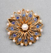 14K YELLOW GOLD SAPPHIRE & PEA