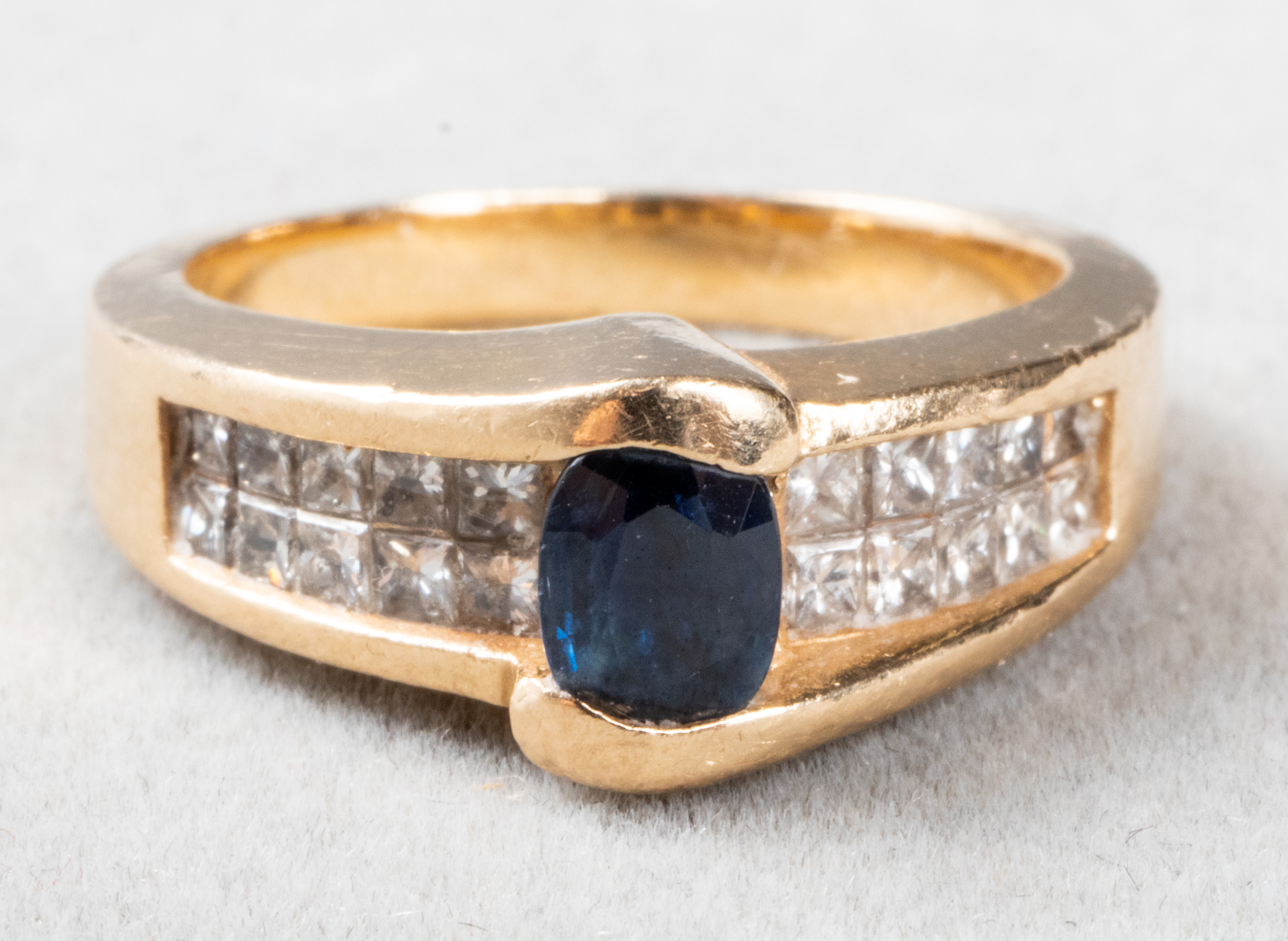 14K YELLOW GOLD, SAPPHIRE & DIAMOND