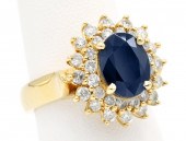 14K YELLOW GOLD SAPPHIRE & DIA