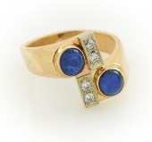 14K YELLOW GOLD, SAPPHIRE & DI