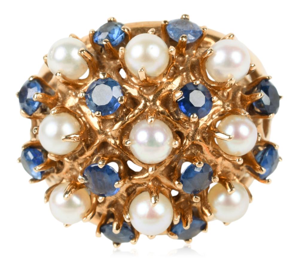 14K YELLOW GOLD SAPPHIRE AND