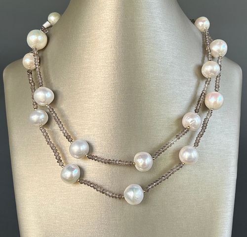 14K YELLOW GOLD SMOKEY TOPAZ AND