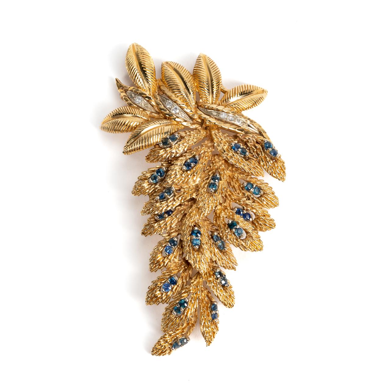 14K YELLOW GOLD SPRAY BROOCH,