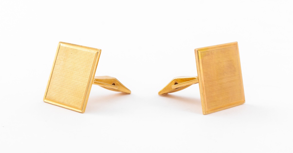 14K YELLOW GOLD SQUARE CUFFLINKS