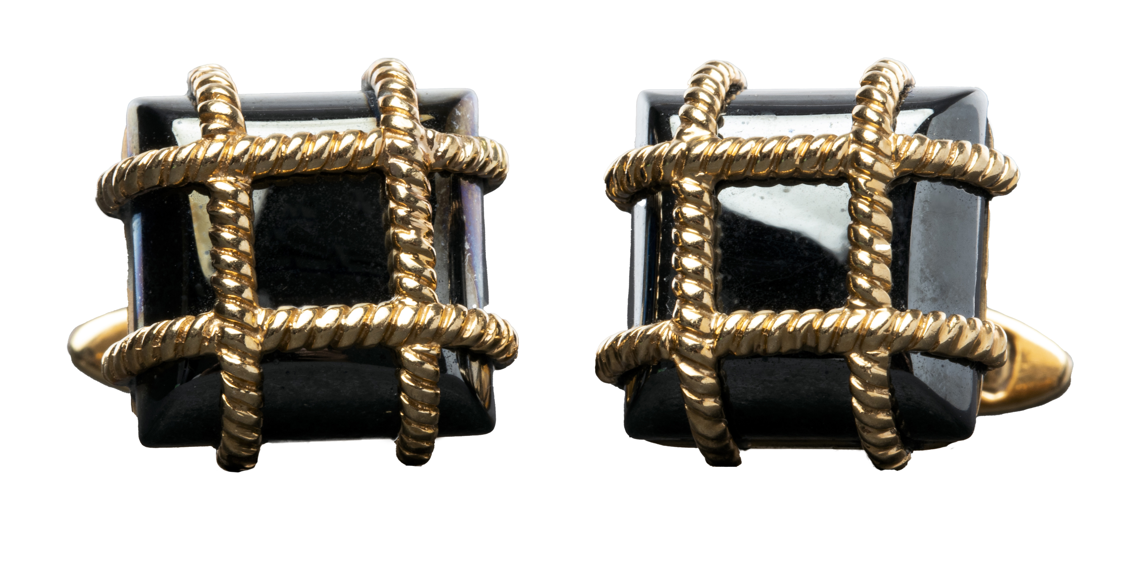 14K YELLOW GOLD SQUARE HEMATITE