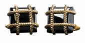 14K YELLOW GOLD SQUARE HEMATIT