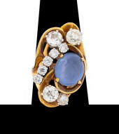 14K YELLOW GOLD STAR SAPPHIRE