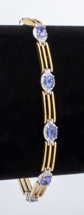 14K YELLOW GOLD TANZANITE & DI