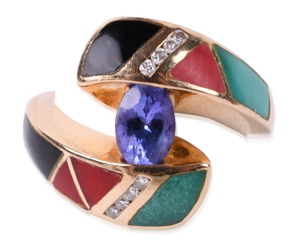14K YELLOW GOLD TANZANITE DIAMOND