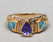 14K YELLOW GOLD TANZANITE, DIA
