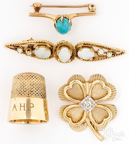 14K YELLOW GOLD THIMBLE, ETC.14K